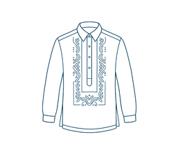 Line-art illustration of a Barong Tagalog