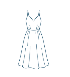 Line-art illustration of a midi dress